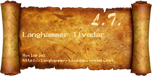 Langhammer Tivadar névjegykártya